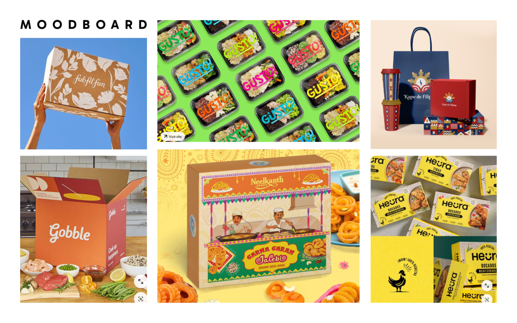 Moodboard of pinterest screenshots.